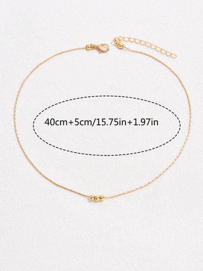 Dainty Gold Bead Choker Necklace