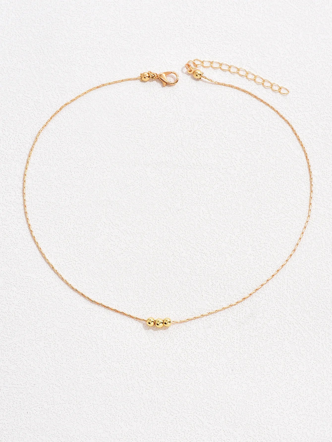 Dainty Gold Bead Choker Necklace