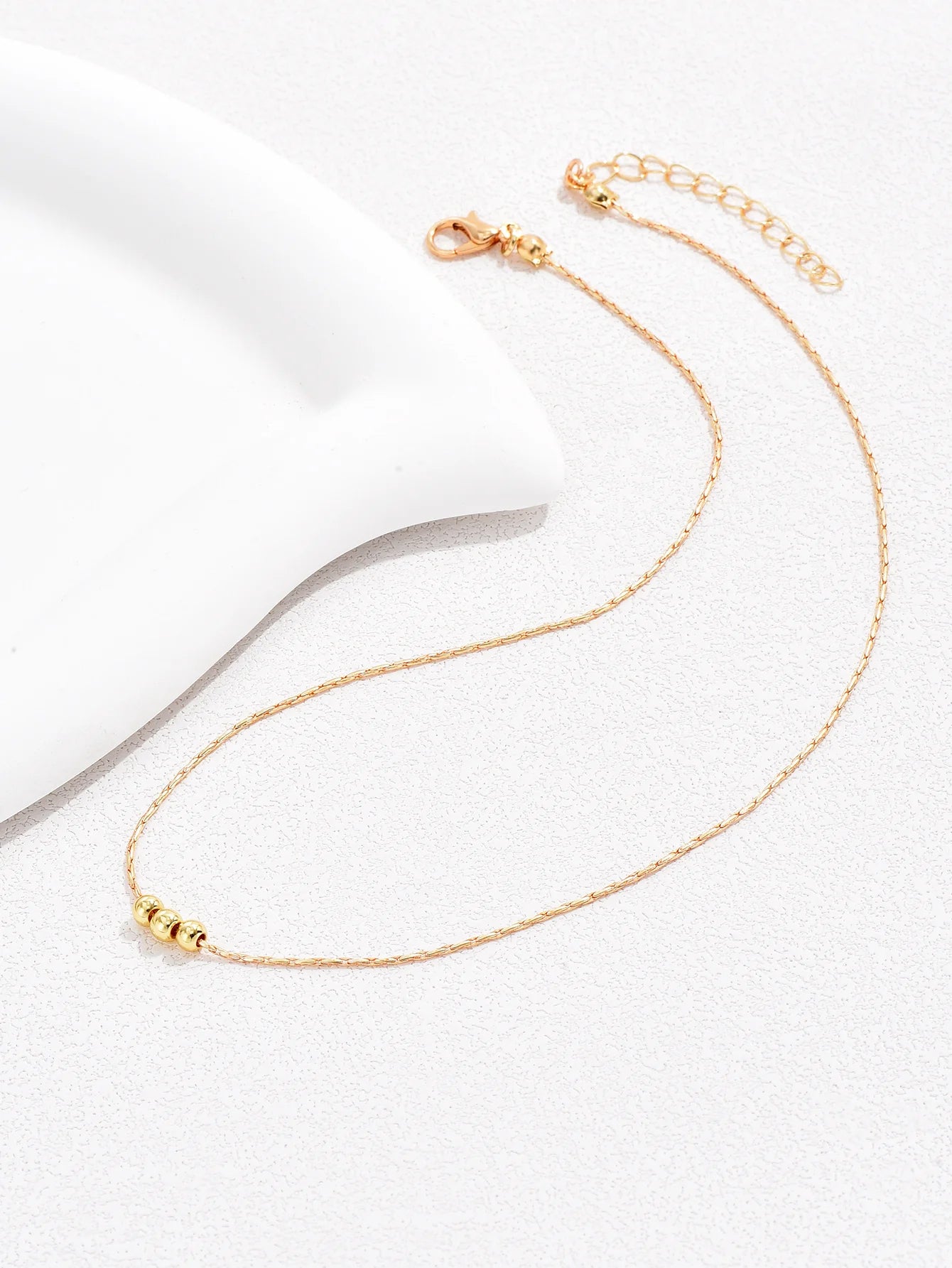 Dainty Gold Bead Choker Necklace